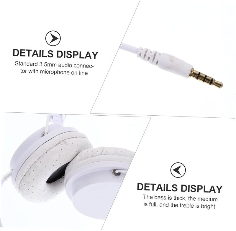 White Wired Over Ear Headphones with Noise Cancelling Microphone Comfortable Gaming Headset for Laptop - Image 2